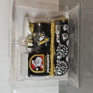 NHL (New) Pittsburgh Penguins Blown Glass Train Ornament